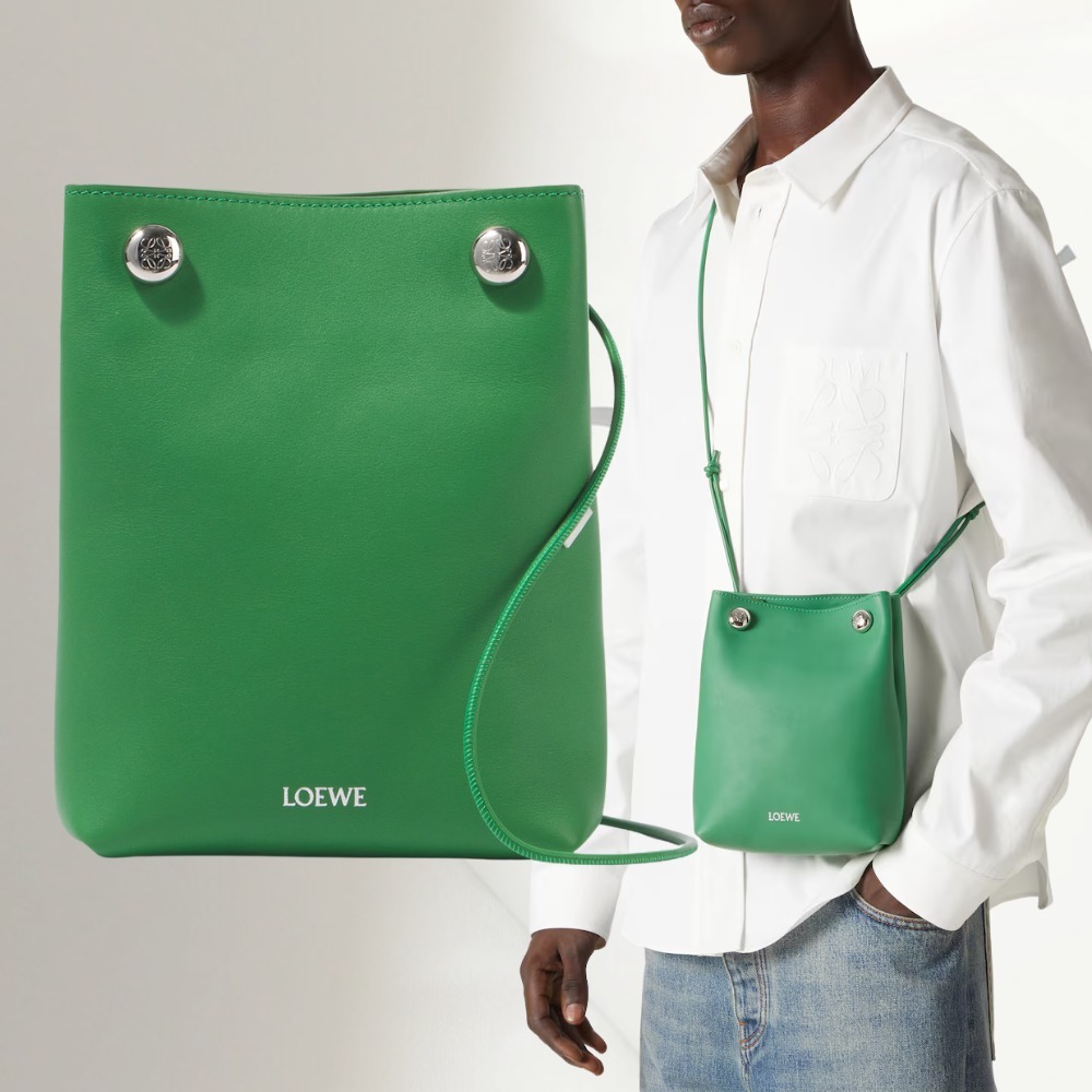 【コーデのアクセントに】 LOEWE ショルダーバッグ レザー 緑
