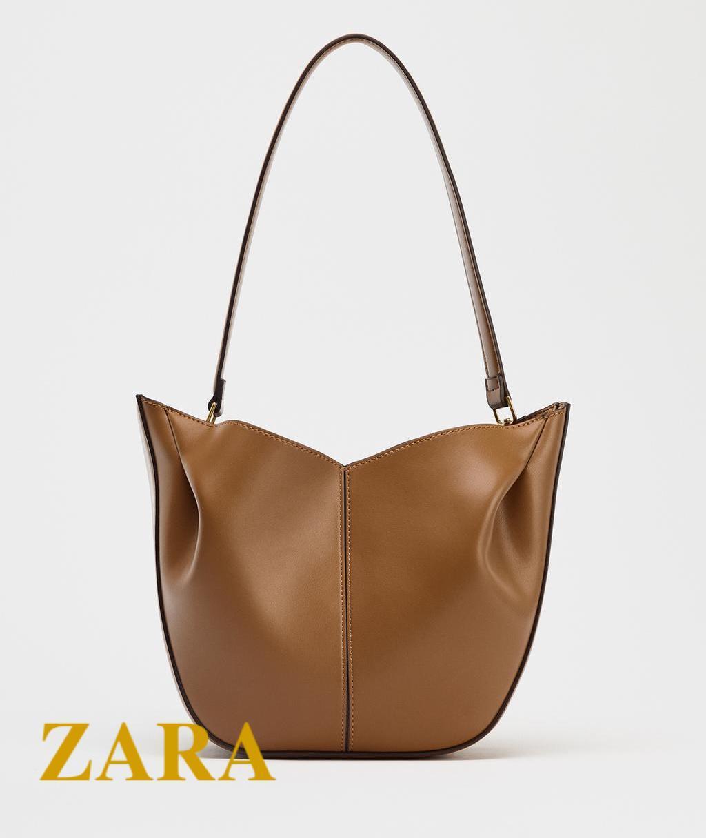 ☆ドイツ発*ZARA*新作*プリーツディティールバッグ/DARK TAN☆