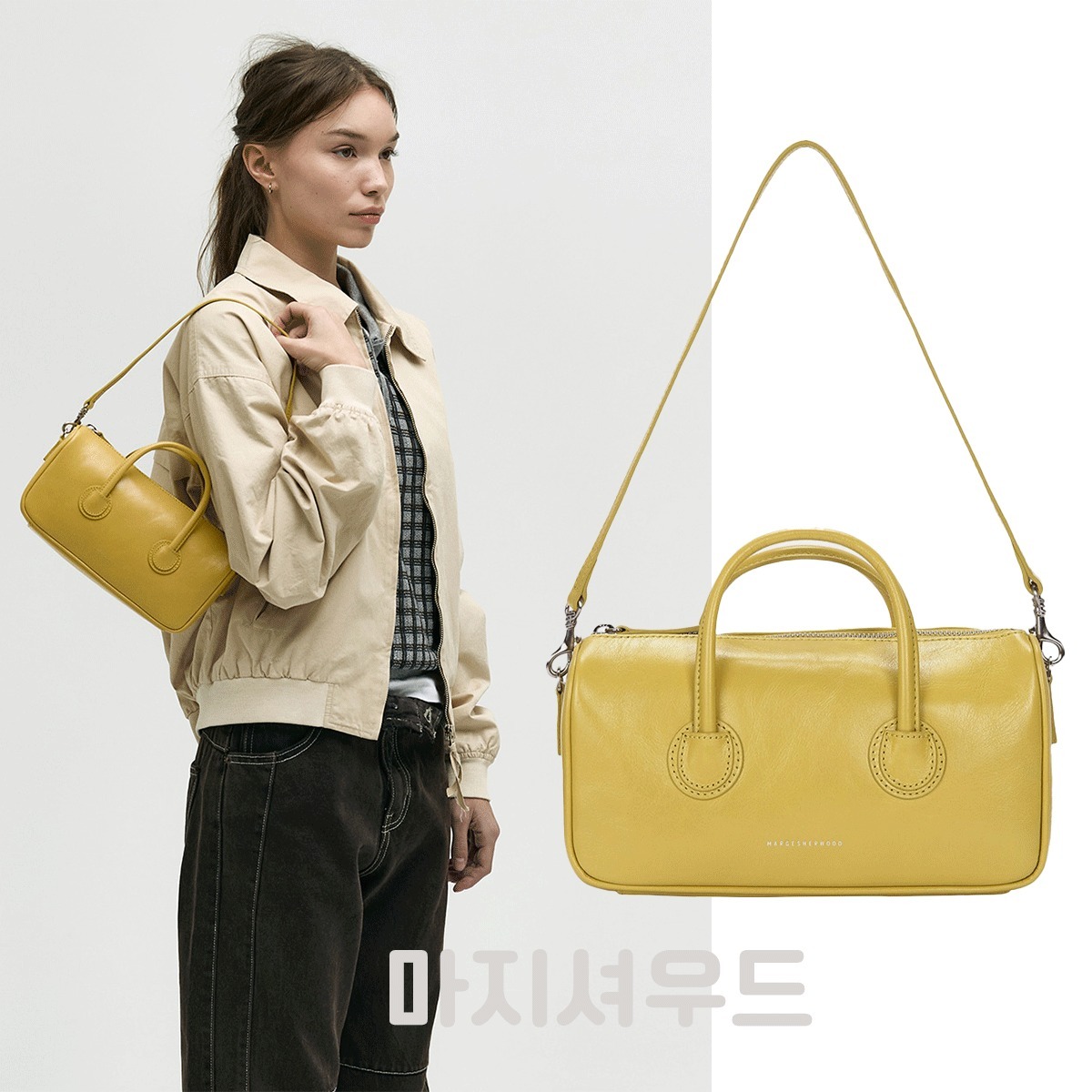 [Margesherwood ] / ☆ ZIPPER SMALL / corn yellow crinkle