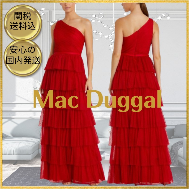 ★Mac Duggal★ Red ワンショルダーレイヤード チュールドレス