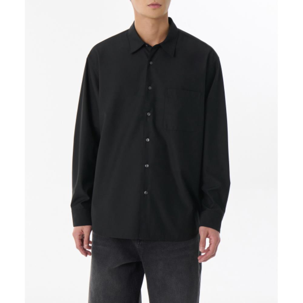 ★MUSINSA STANDARD★ Relaxed Wool Like Shirt Black MMESH112-