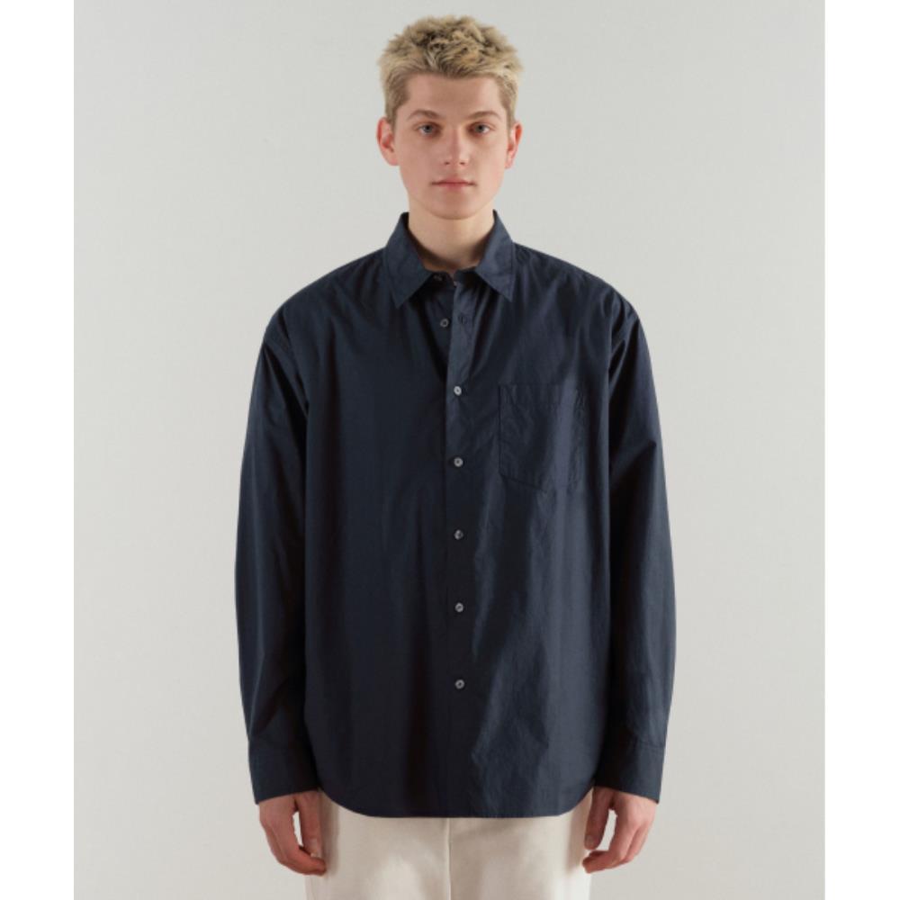 ★MUSINSA STANDARD★ Relaxed soft poplin shirt navy MMESH105