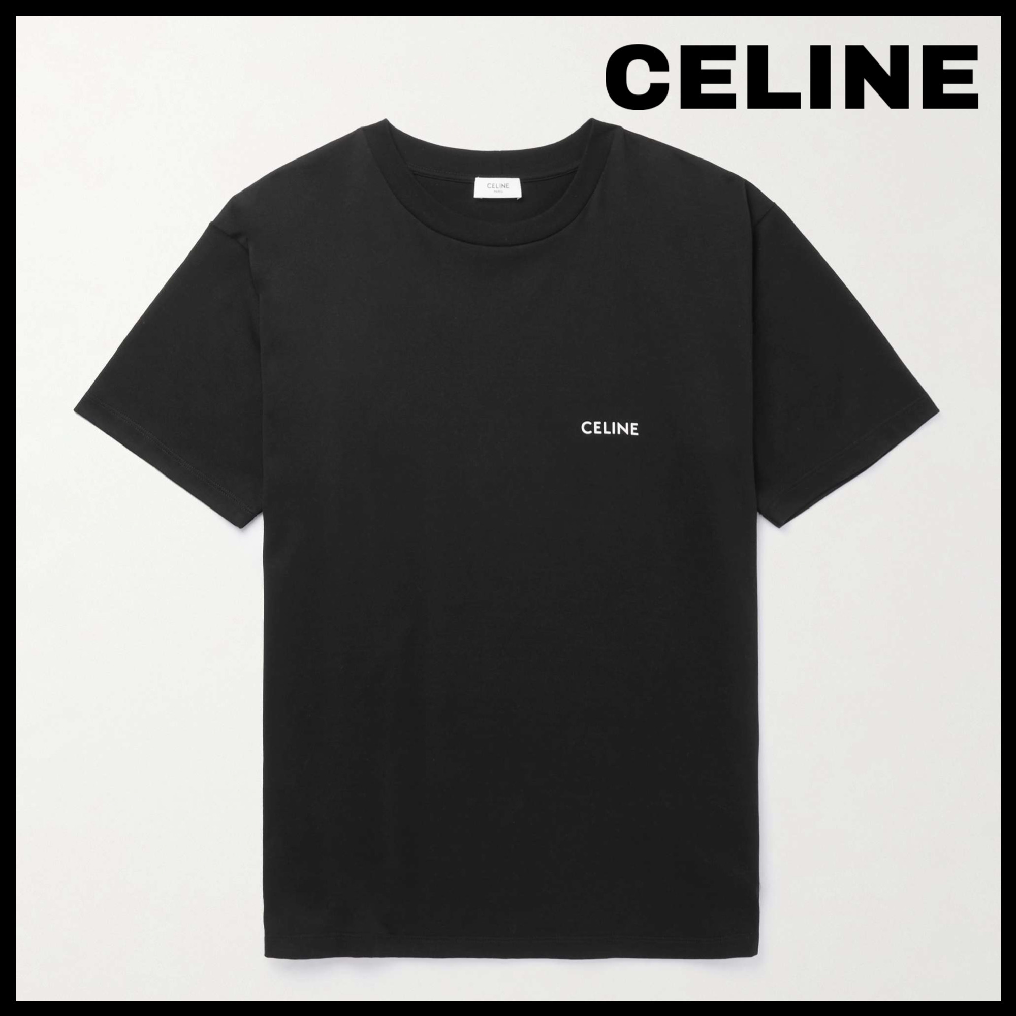 【大人気★】*CELINE* ロゴプリント コットンジャージーTシャツ