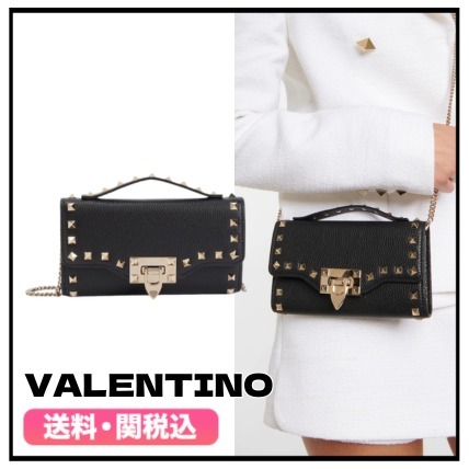 ★VALENTINO★ロックスタッドレザーウォレットチェーン バッグ