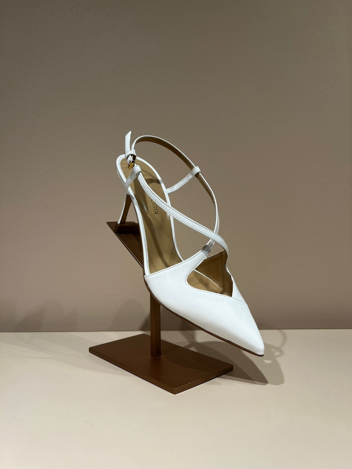 サンダル・ミュール Sergio Rossi Godiva Bon Ton Slingback Vernice Bianco 75mm