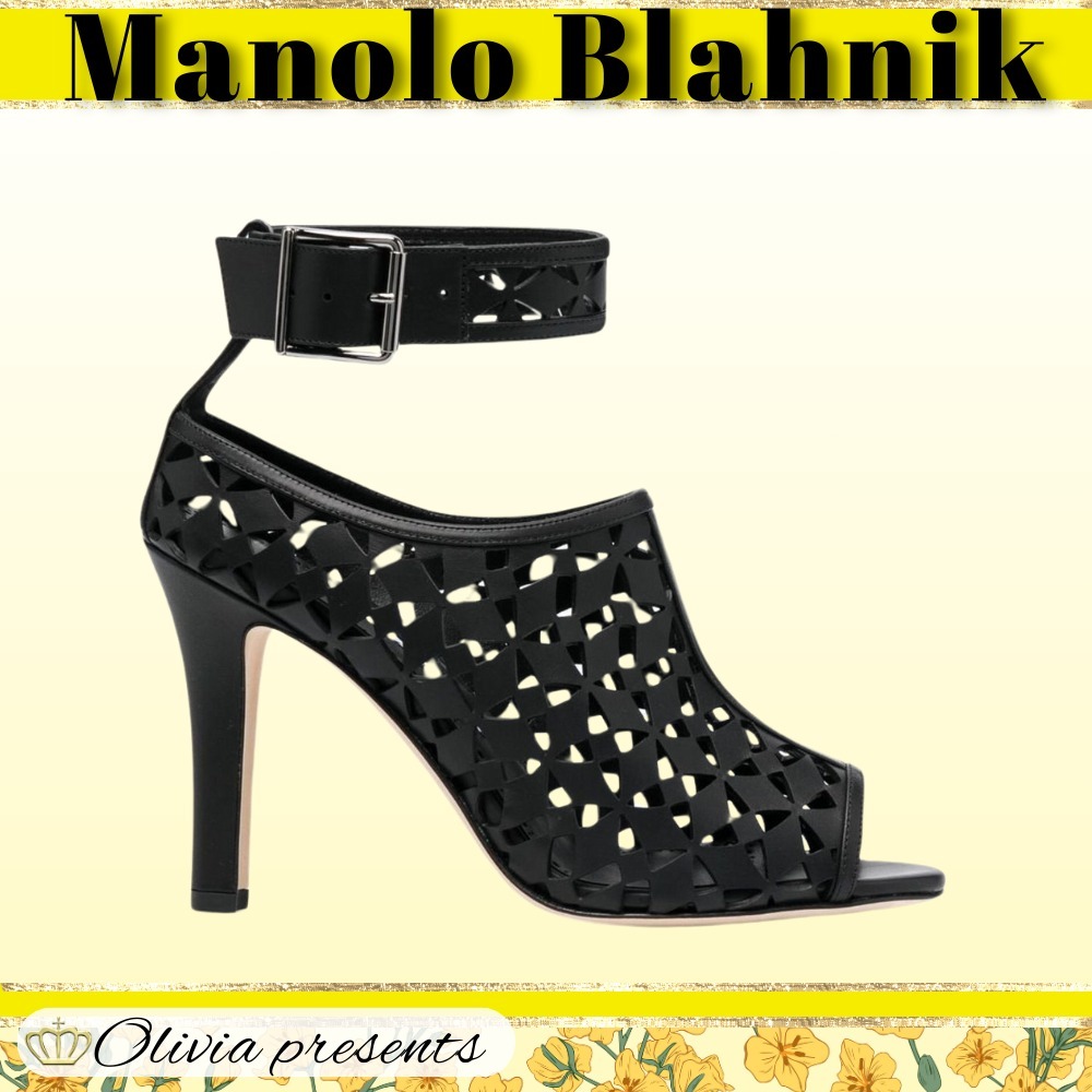 Manolo Blahnik>>チナップ オープントゥ サテン サンダル