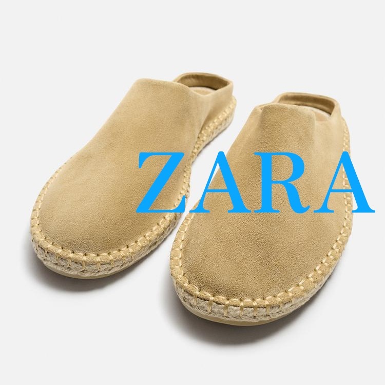 【ZARA】レザー ミュールエスパドリーユ マスタード2737/520/305