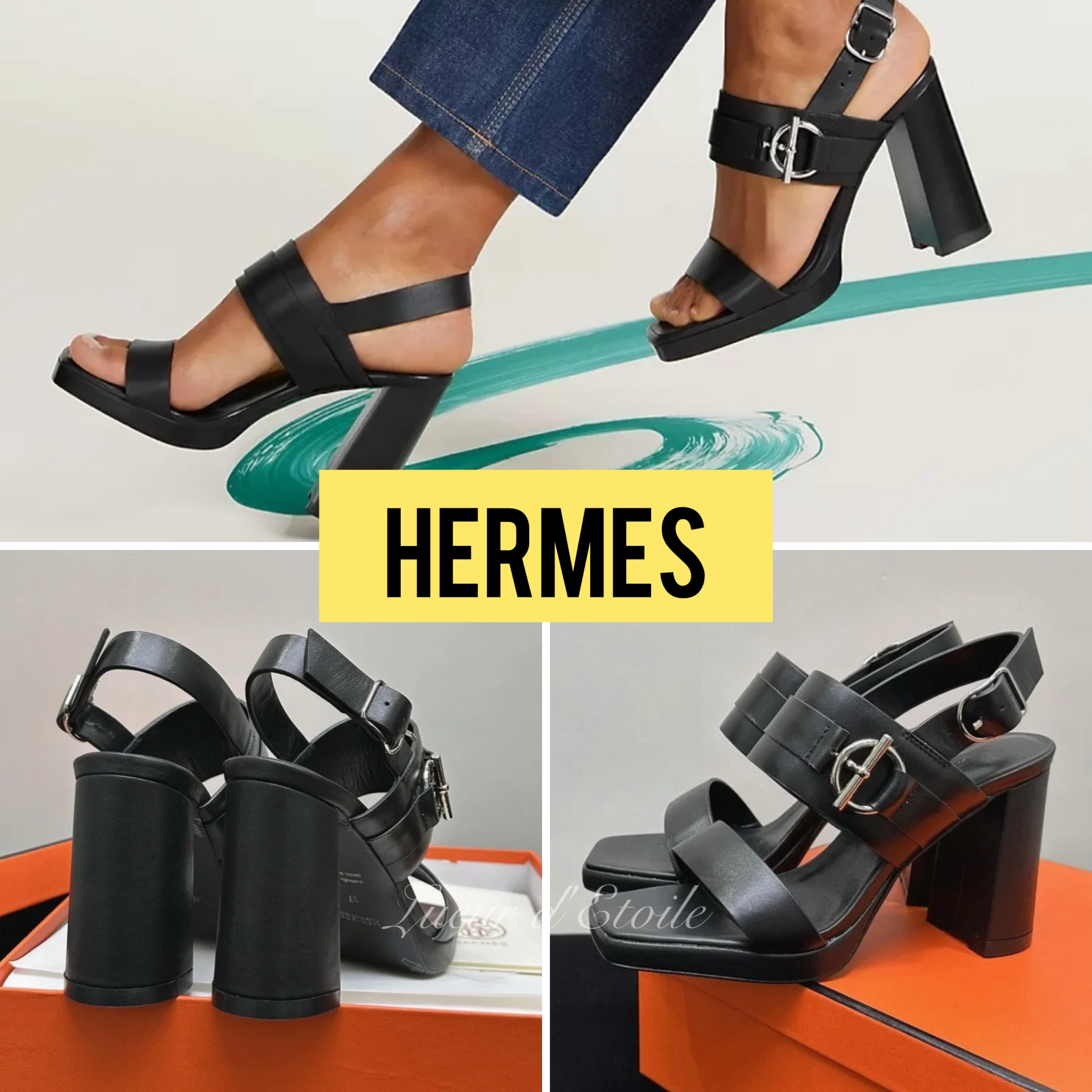【エレガントさup】HERMES Keen 90 レザーストラップサンダル