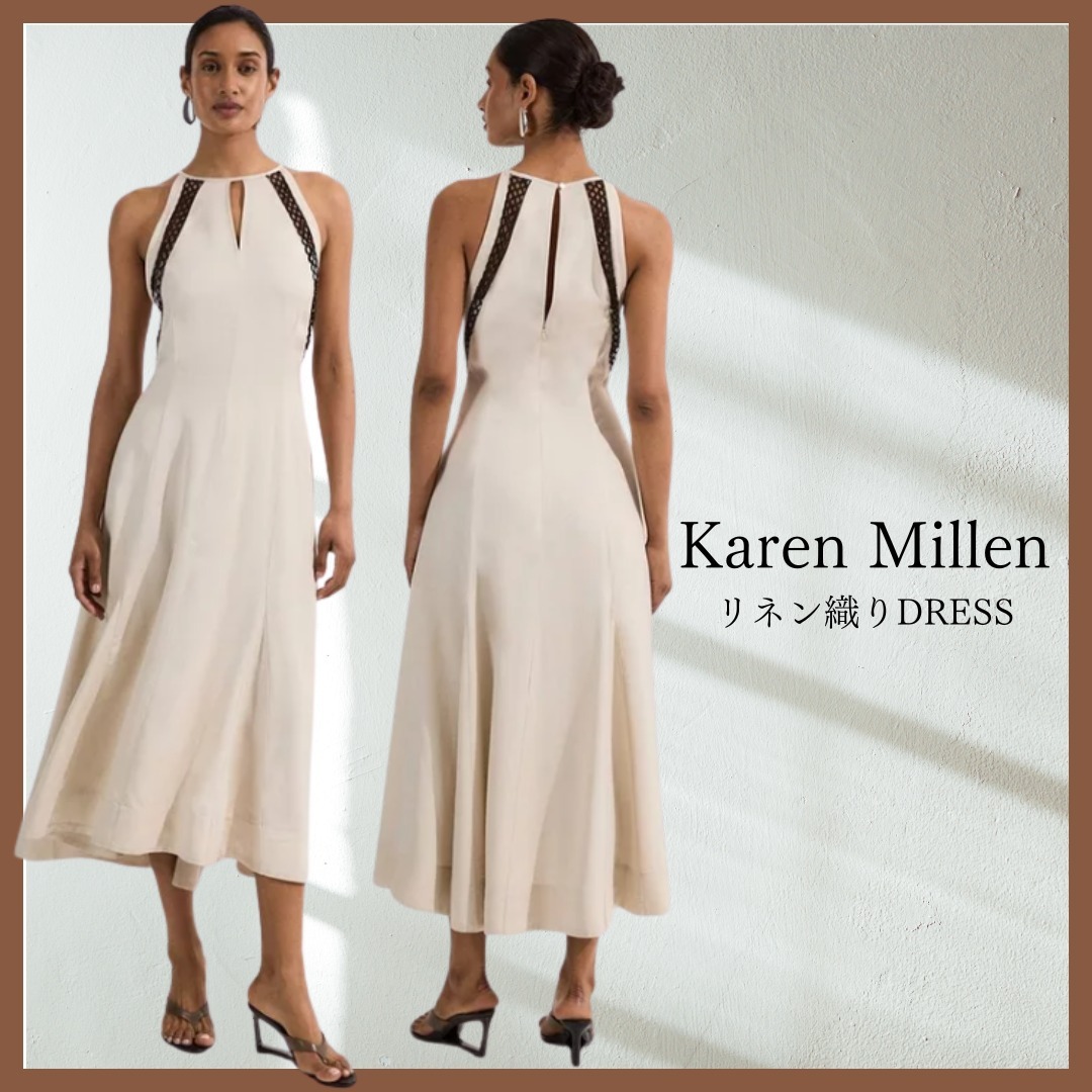 【日本未入荷】*Karen Millen* リネン織りドレス