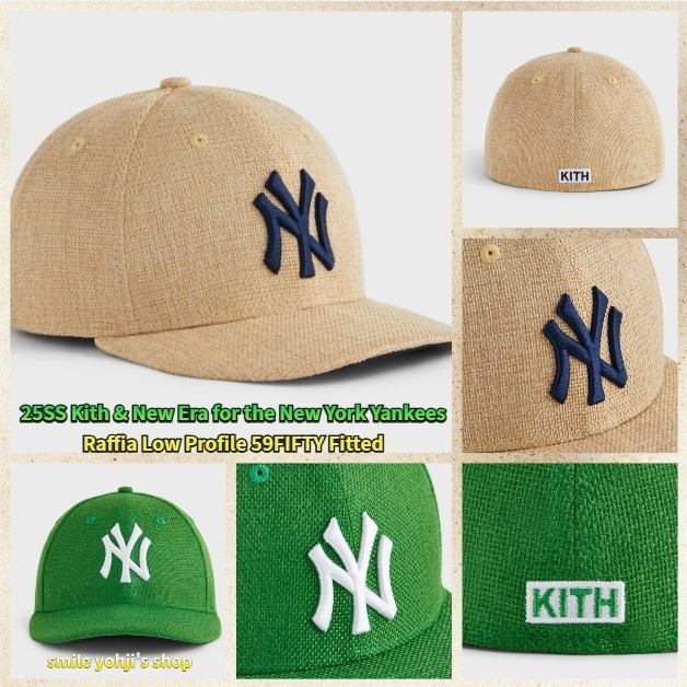 キャップ Kith & New Era for the NYY Raffia Low Profile 59FIFTY Fitted