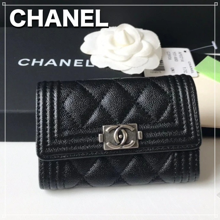 CHANEL カードケース ボーイシャネル キャビアスキン 定番人気