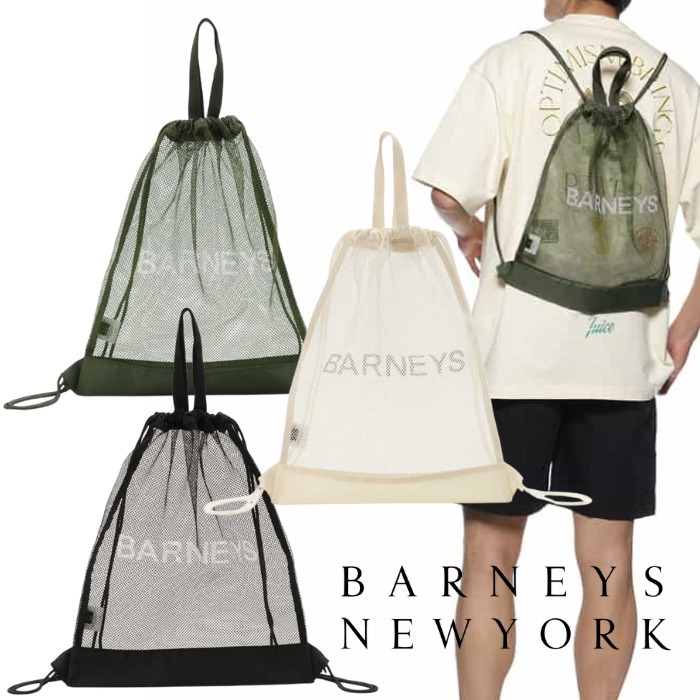 国内直営【BARNEYS NEW YORK】ロゴ入り メッシュナップサック