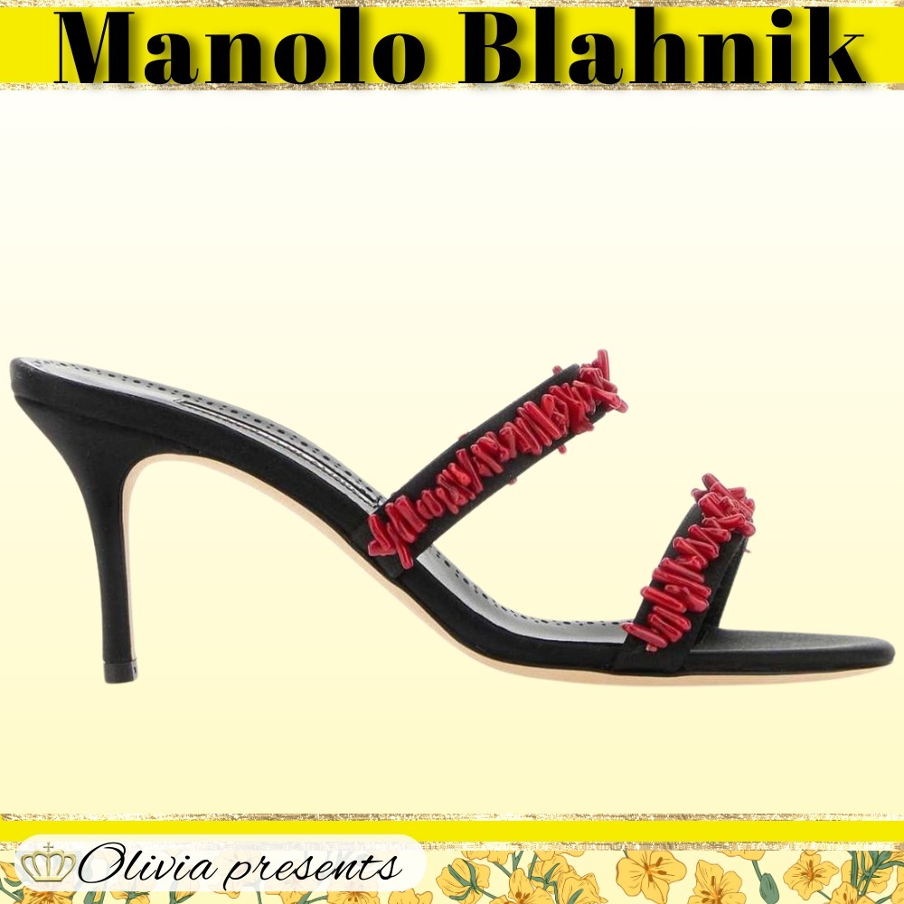 Manolo Blahnik>>クロレッテヌー 装飾サテン ミュール