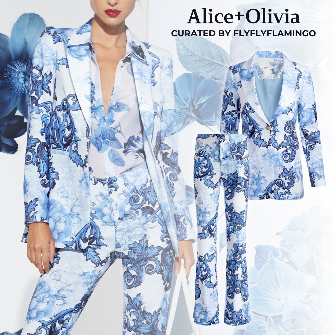 【Alice+Olivia】ペイズリー柄 ブレザー&ブーツカット パンツ