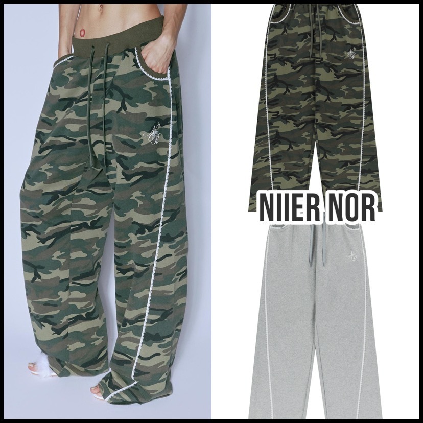 【韓国NIIER NOR ニアノア】LACE CURVE SWEAT PANTS