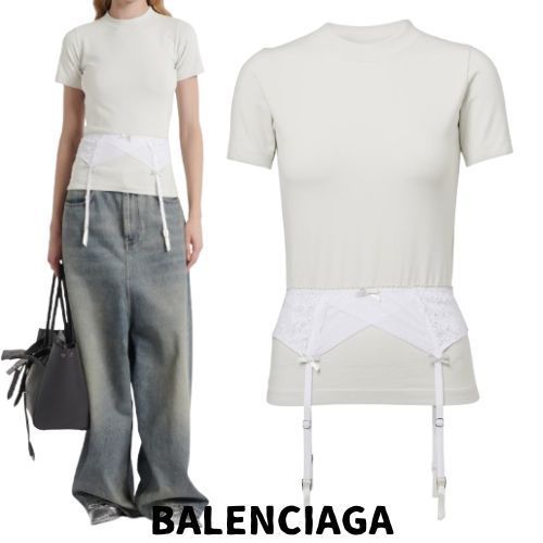 【BALENCIAGA】ランジェリーコットン混ジャージーTシャツ