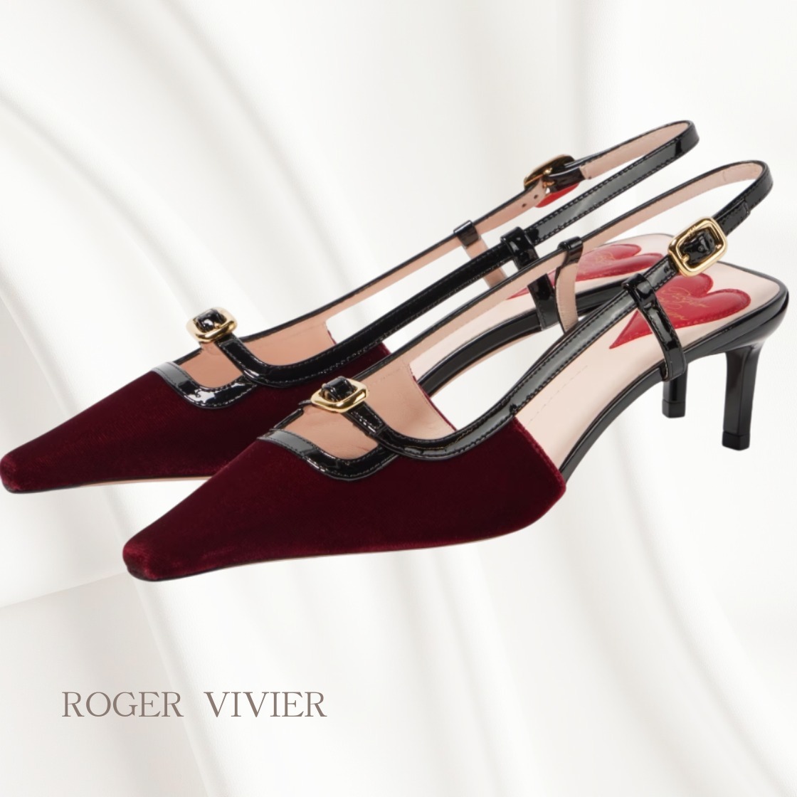 【ROGER VIVIER】Viv' Canard55  べルベットスリングバック