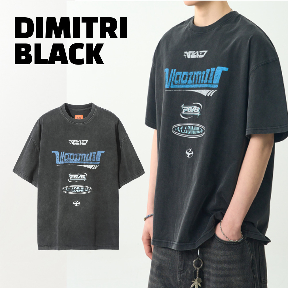 Tシャツ・カットソー DIMITRI BLACK VLAD Pigment Artwork Short Sleeve T-Shirt Char