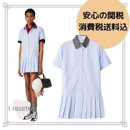 【MIUMIU】ライトブルー/ホワイトストライプシャツワンピース ストライプ MiuMiu(ミュウミュウ) ワンピース(レディース