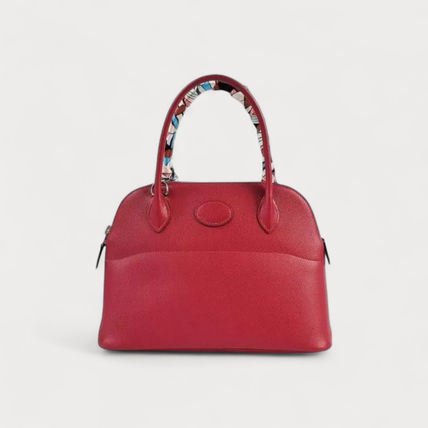 希少【HERMES】レッド レザー BOLIDE レザータグ ハンドバッグ レッド(赤)系 HERMES Bolide(エルメス ボリード) バッグ