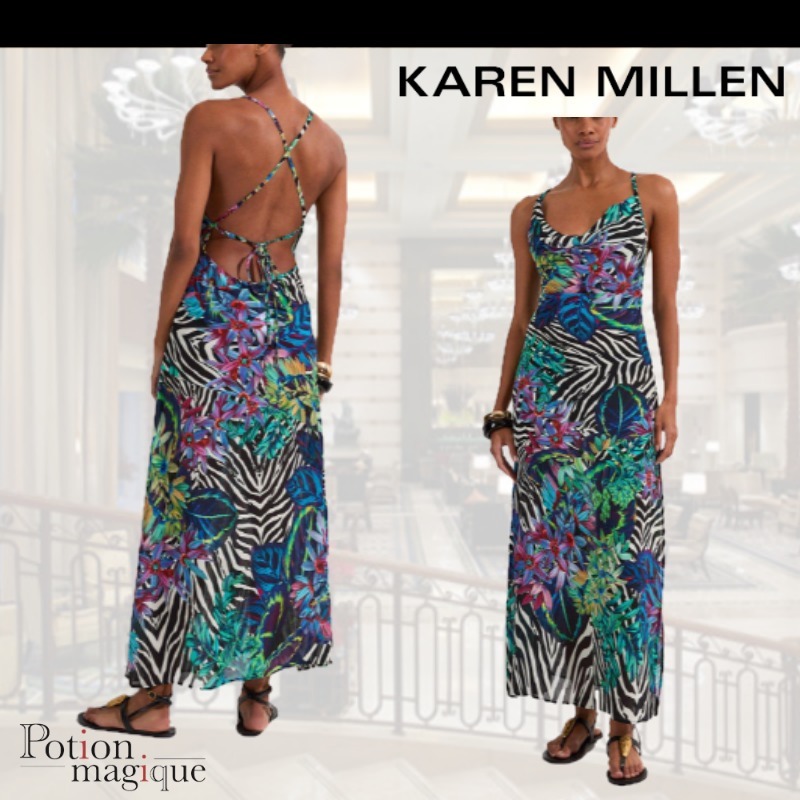 ★Karen Millen★フローラジョーゼットビーチスリップドレス