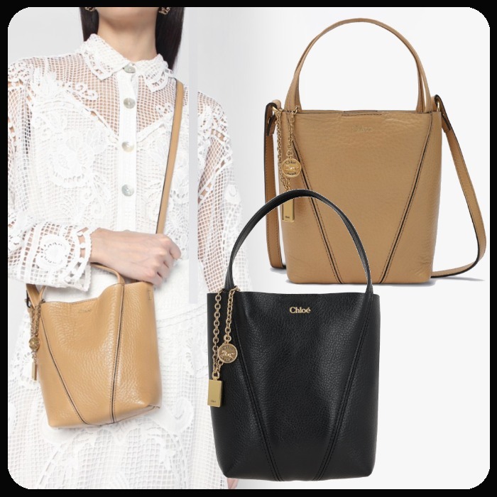 関送込 Chloe Spin スモール ロゴ レザー トートバッグ