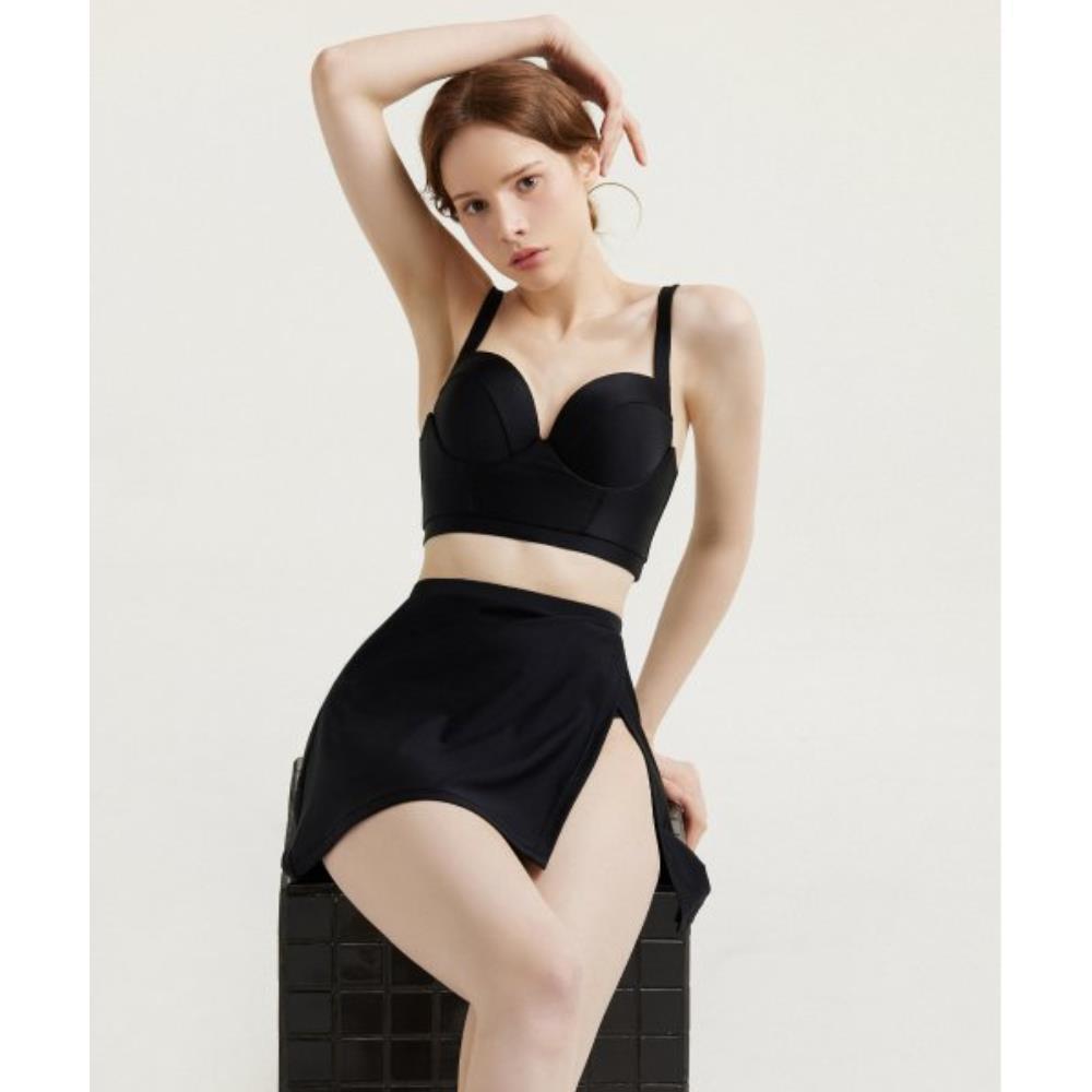◆AGNEL◆ slit skirt black