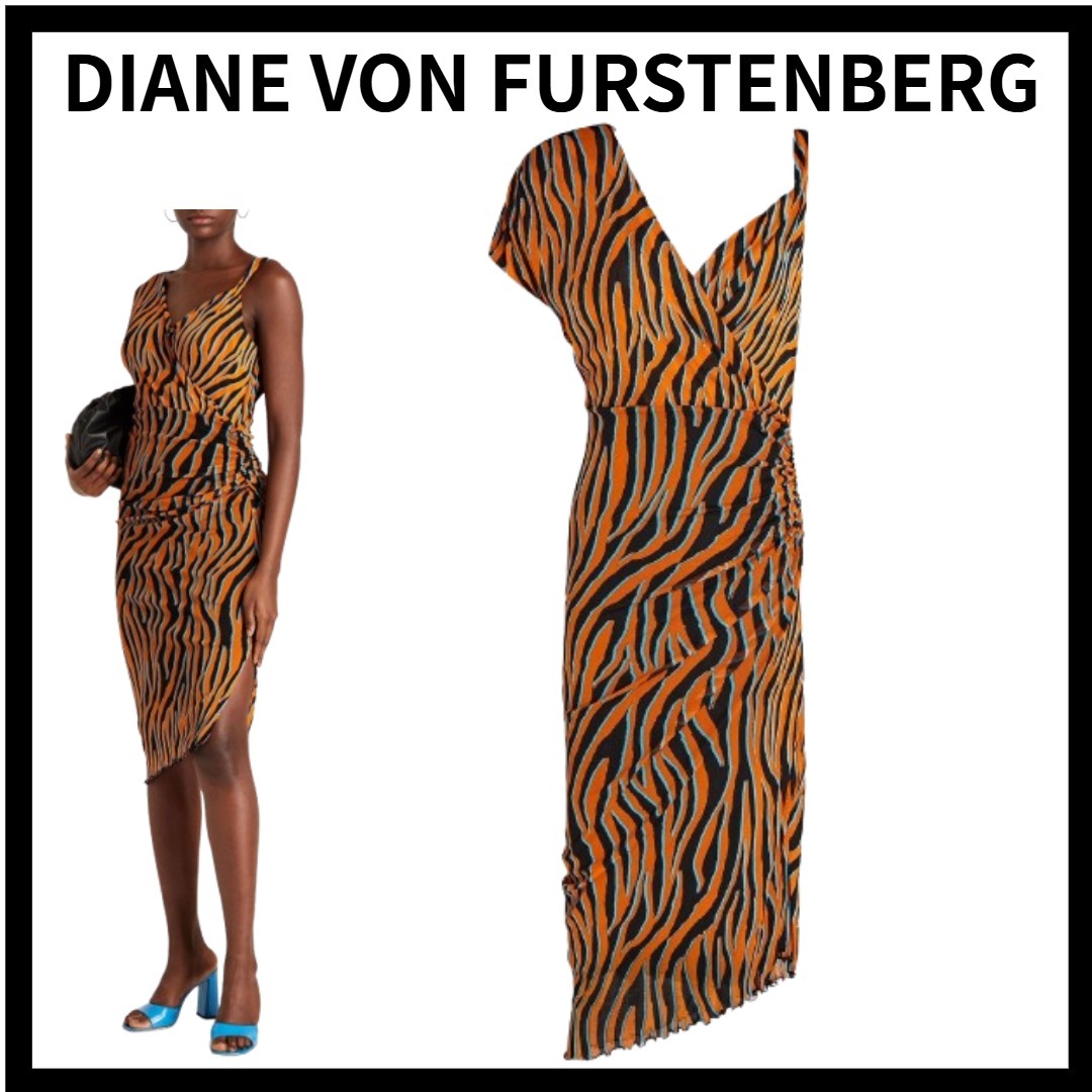 DIANE VON FURSTENBERG ゼブラプリント ラップ風ワンピース