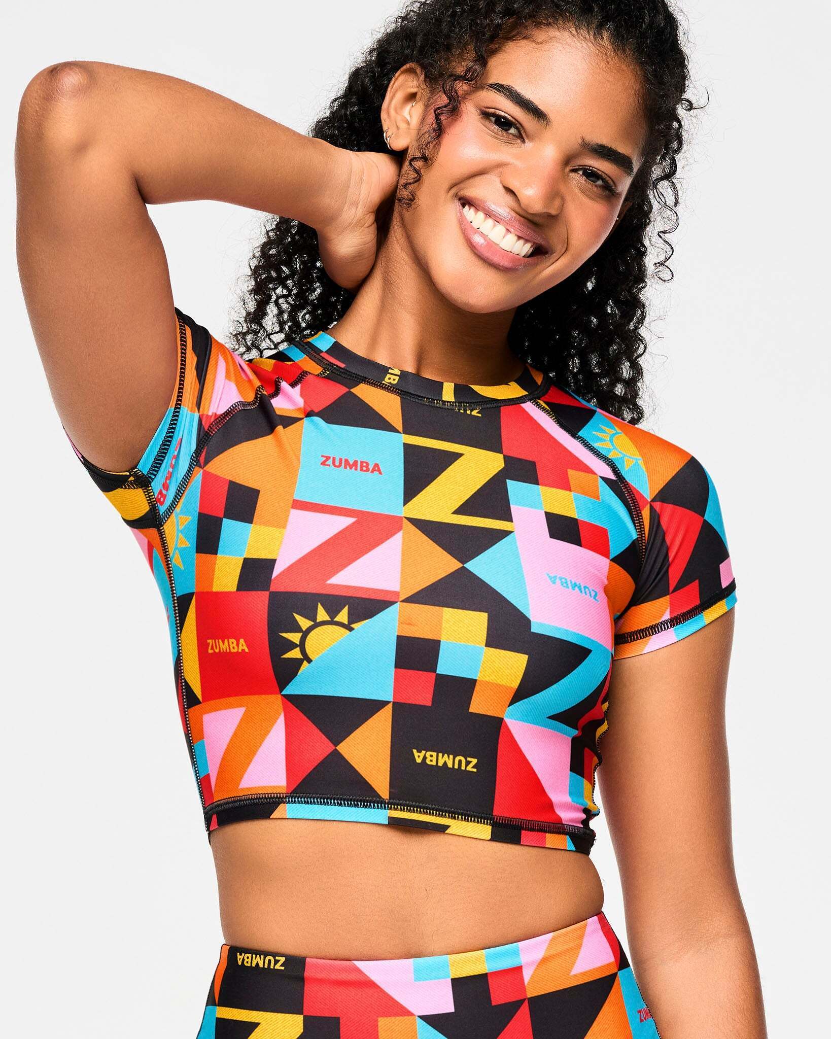 国内発送【Zumbaズンバ 】Rays Cap Sleeve Crop Top(2025.5新作)