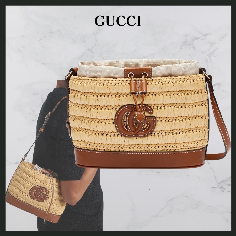 ★関税込★ GUCCI ウーブン レザートリム ショルダーバッグ