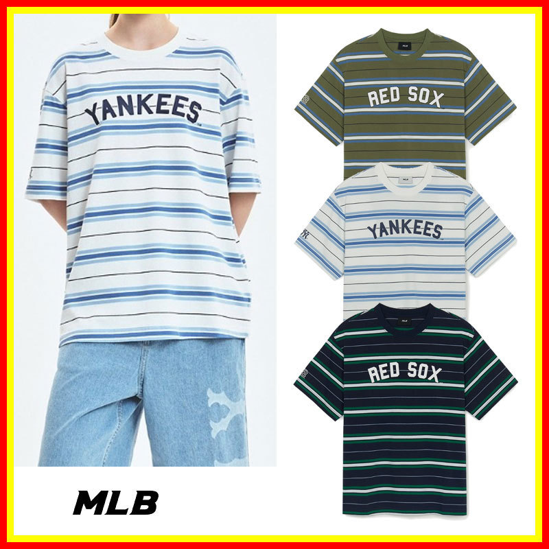 [MLB] Varsity Stripe Overfit Short Sleeve T-Shirt/追跡付