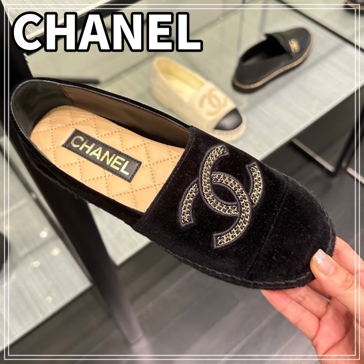 エレガント】CHANEL エスパドリーユ ベルベット