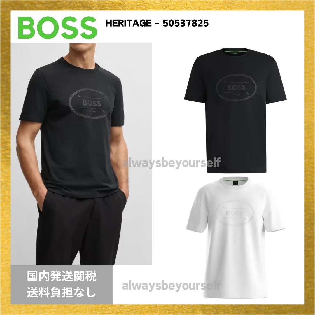 BOSS GREEN ゴルフ ロゴ アートデザイン コットン Tシャツ