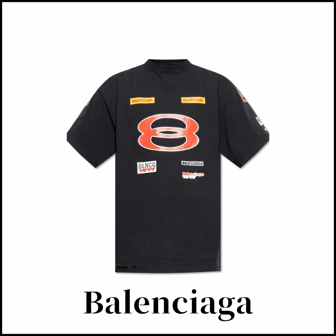 関税込【BALENCIAGA】ロゴ プリント クルーネック T シャツ