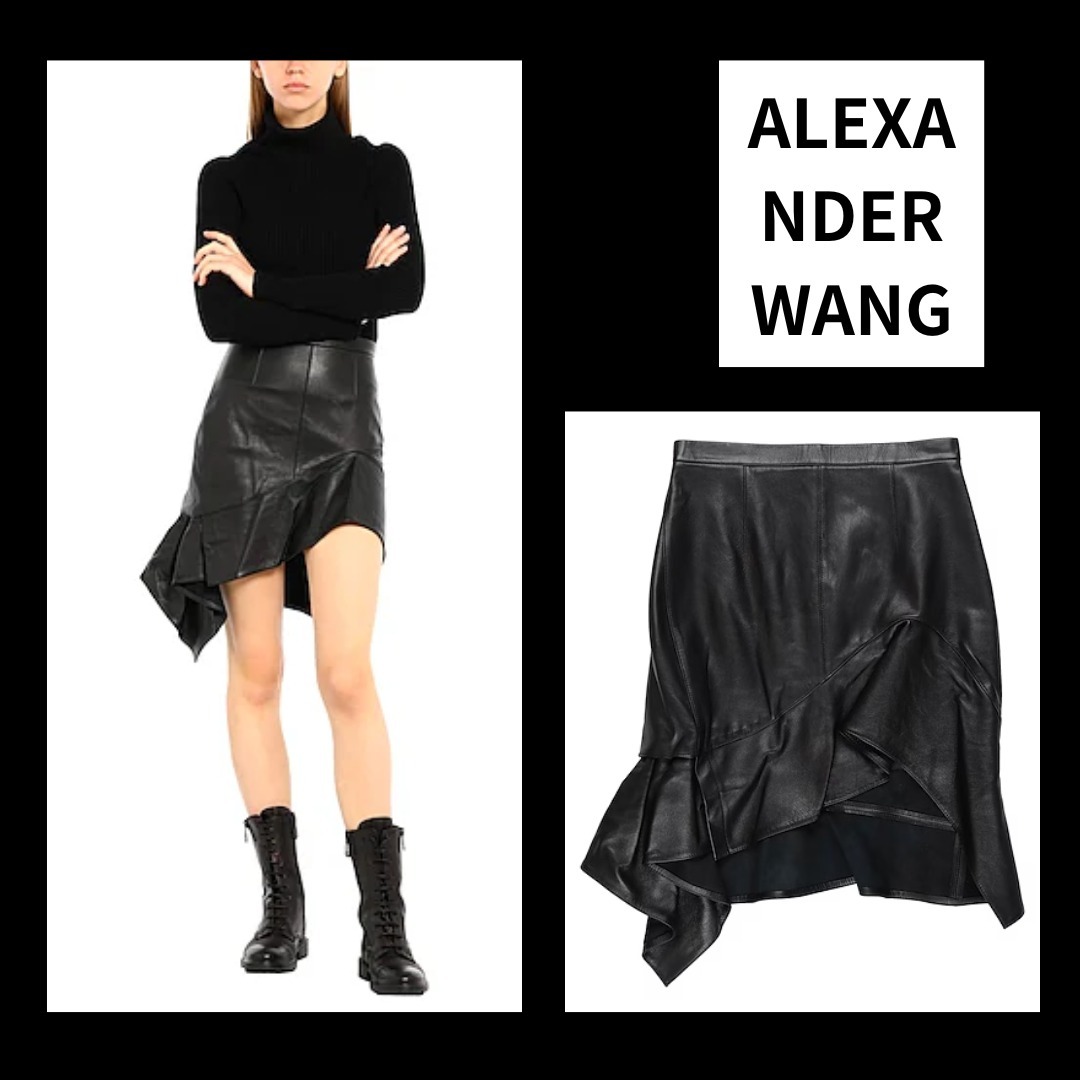 【ALEXANDERWANG】レディース アシンメトリースカート レザー