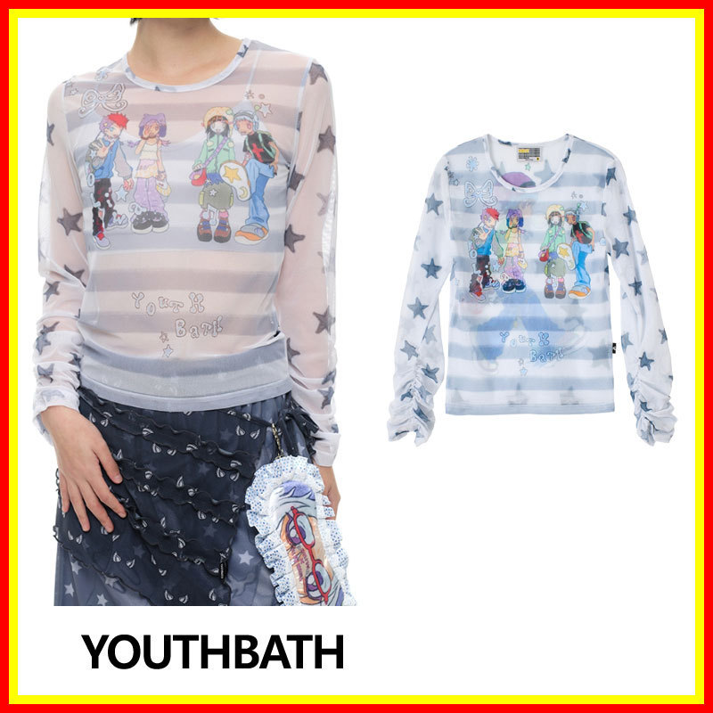 [YOUTHBATH] YB x Oliwa Mesh Graphic Stripe Top /追跡付