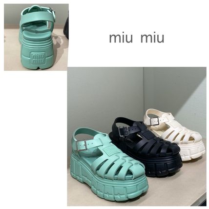 da グリーン（緑）系 MiuMiu(ミュウミュウ) サンダル・ミュール