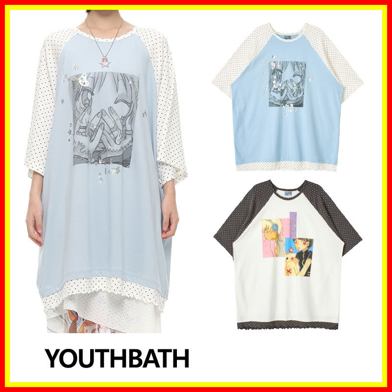 [YOUTHBATH] YB x Oliwa Oversized Dot Raglan Top /追跡付
