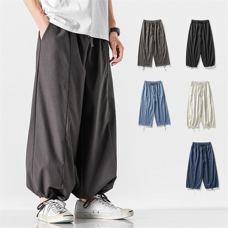 サルエルパンツ 綿麻 薄手 メンズ 5色 M-5XL ワイド 25zm547