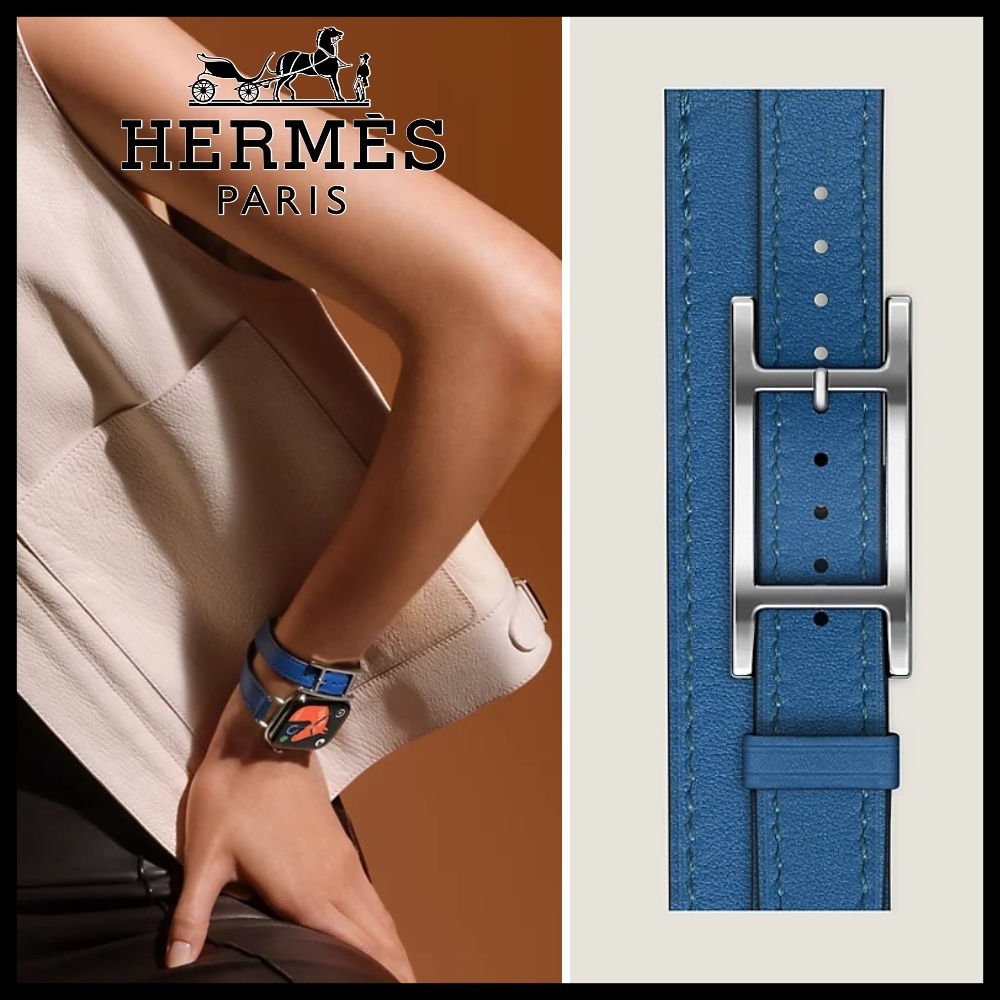 Hermes《アピ/アトラージュ》Apple Watchバンド Bleu de France
