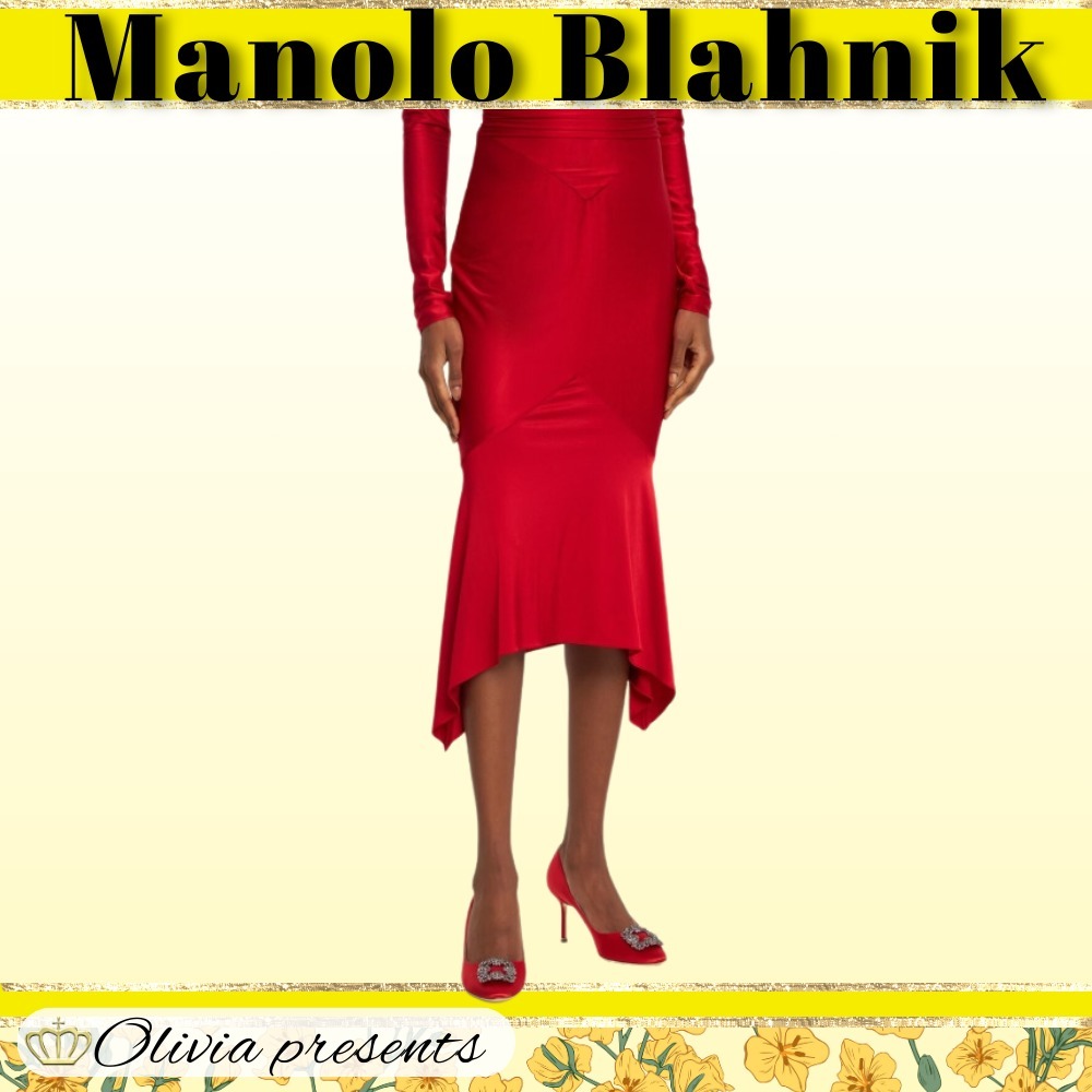 Manolo Blahnik>>ハンギシ デコルテ 70mm サテン