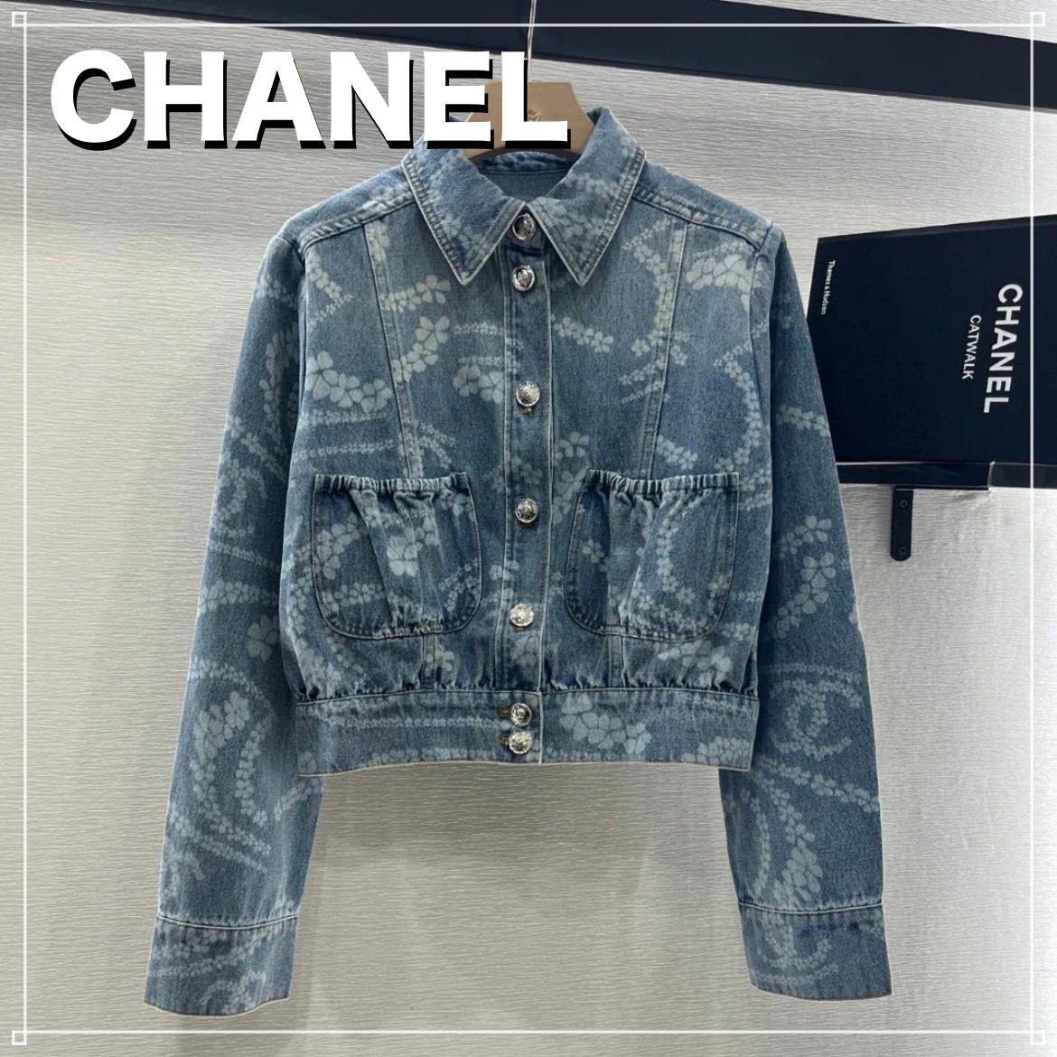 CHANEL ココビーチ デニム シャツ ジャケット CCロゴ 総柄 長袖