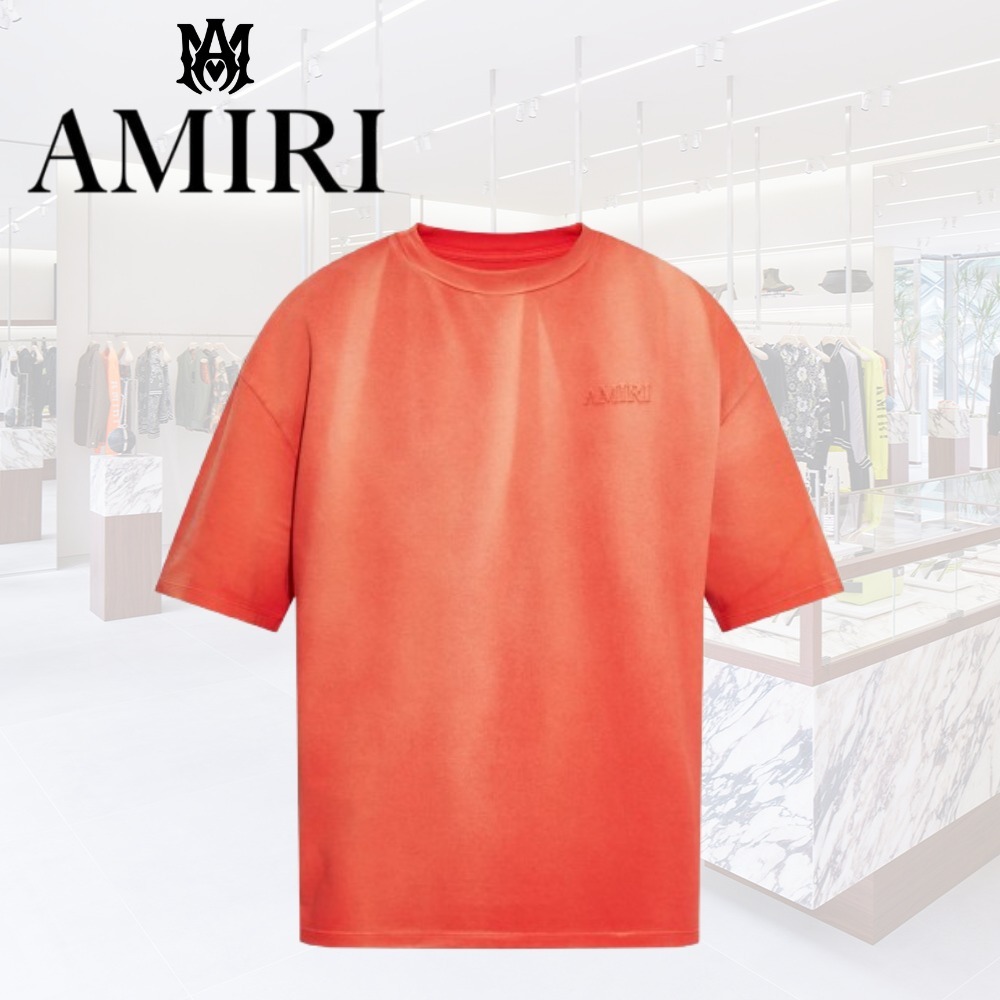 夏の定番 AMIRI Tシャツ シンプル ロゴ コットン 赤 メンズ