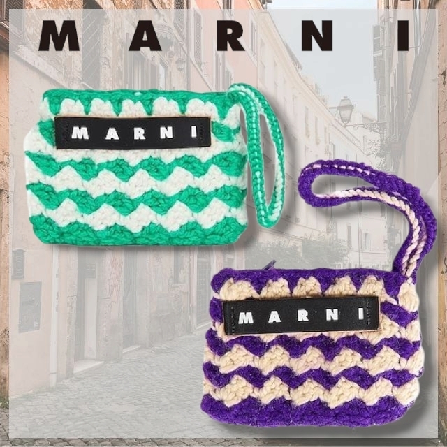 MARNI* マルニ ブランドロゴ ニットコインケース バイカラー