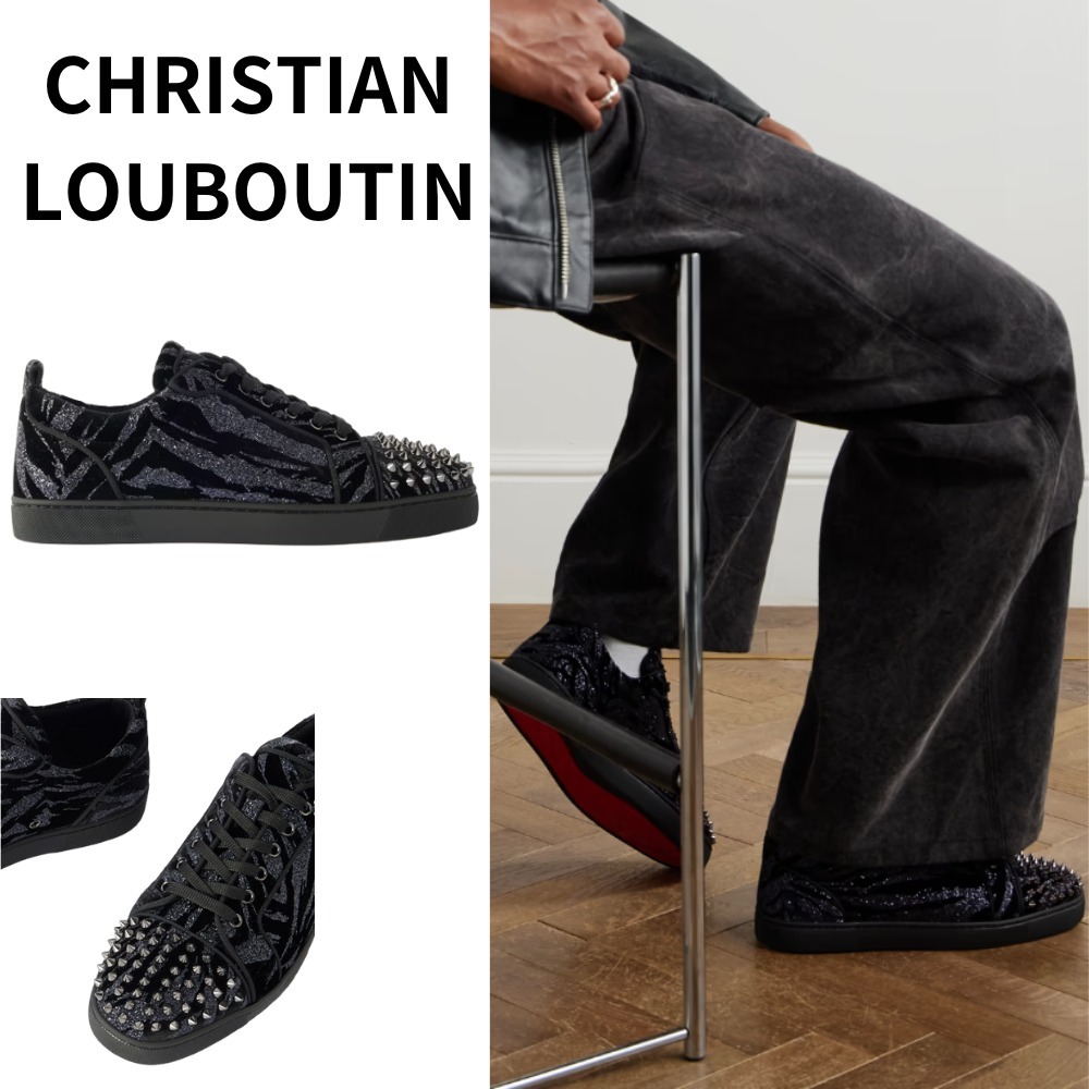 CHRISTIAN LOUBOUTIN/Louis Junior グリッターベロア スニーカー