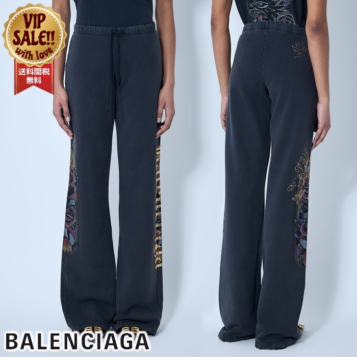 【BALENCIAGA】 Tacky Tattoo フレアトラックパンツ ブラック