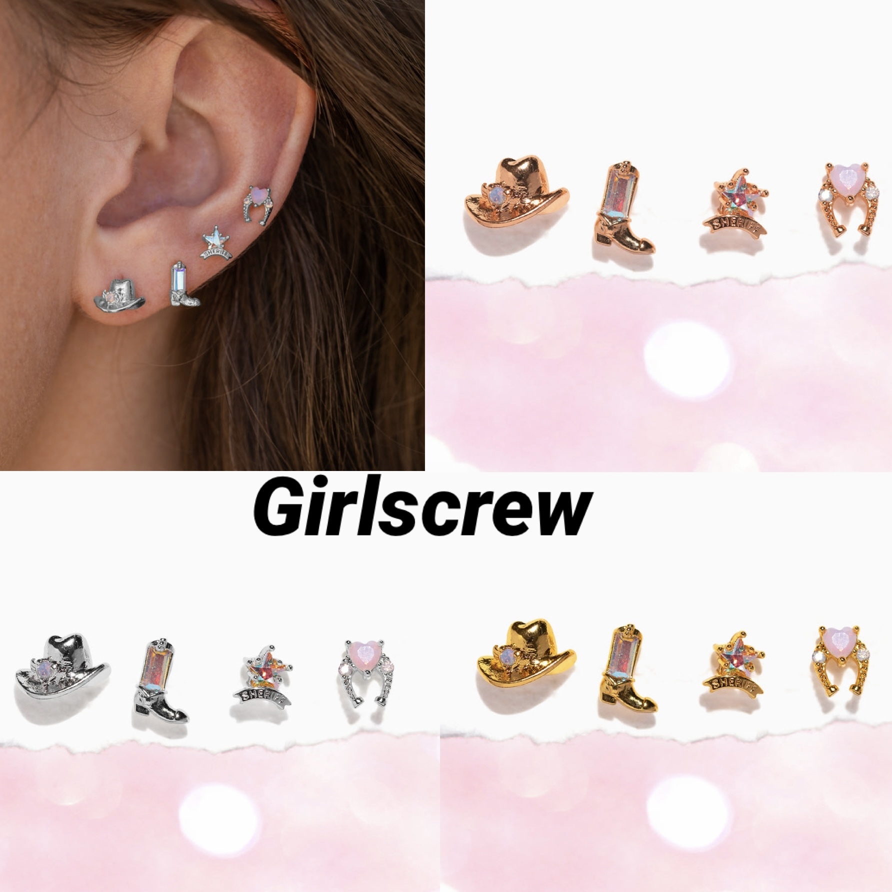 ◆Girlscrew◆カウガール スタッド ピアス セット 送料込