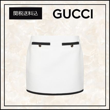 ホワイト（白）系 海外 GUCCI(グッチ) ミニスカート(レディース
