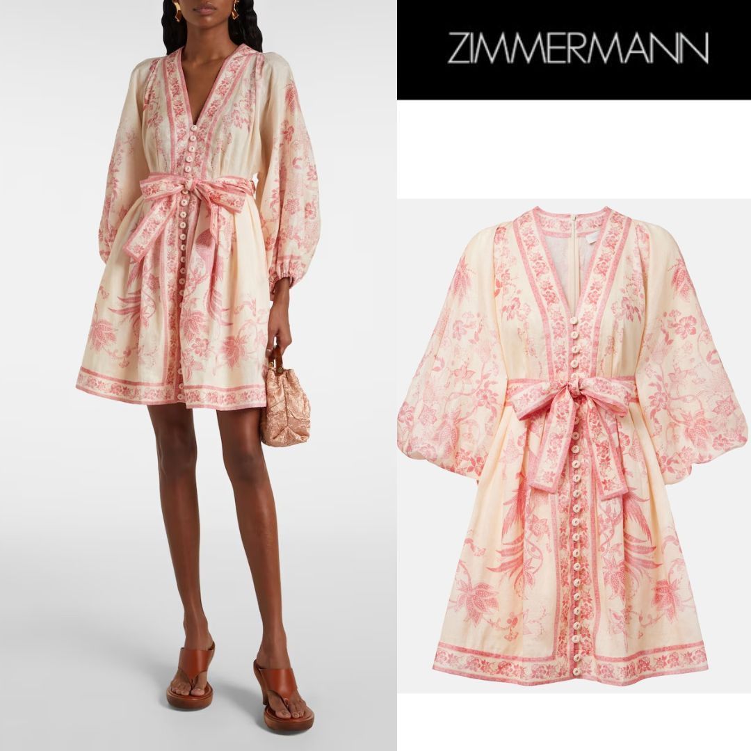 【Zimmermann】Lucky floral linen minidress