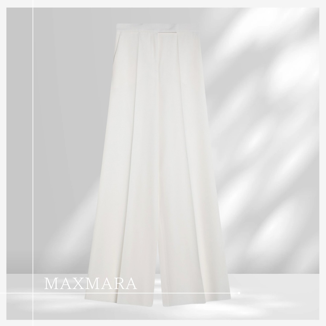 ラグジュアリーブランド【Max Mara】ホワイトギャバジンパンツ